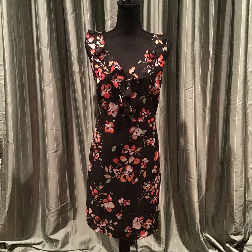 Feminine black floral dress